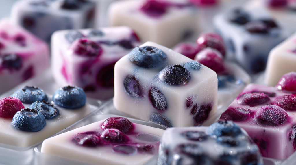 Healthy homemade frozen blueberry yogurt dog treats