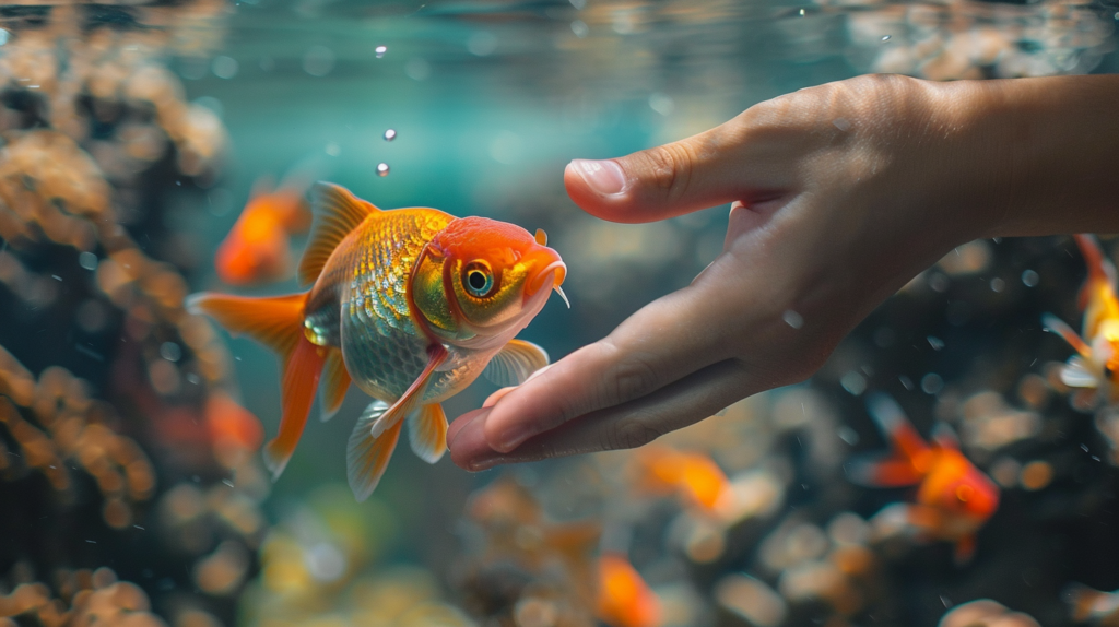 Goldfish Hand Feeding