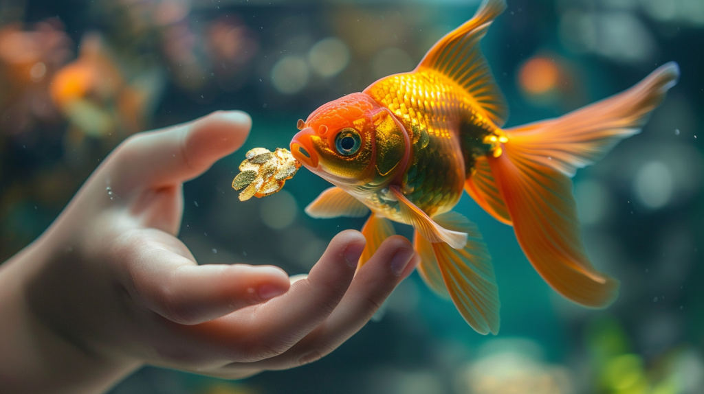 Goldfish Hand Feeding