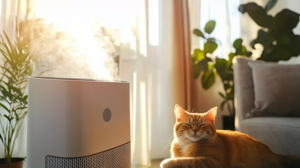 Advanced HEPA air filtration system installation showing upgraded air purifiers and HVAC filters for pet allergen removal