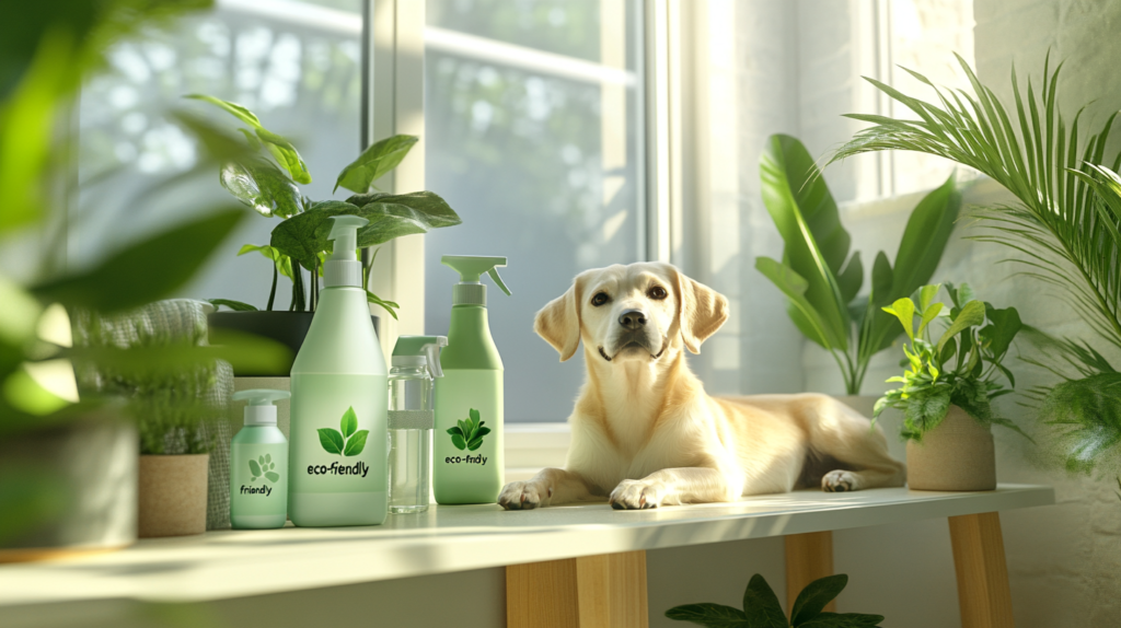 Curious cat sniffing around freshly cleaned home with pet-safe products, illustrating the importance of non-toxic cleaning solutions to protect pets from harmful chemical exposure and poisoning risks