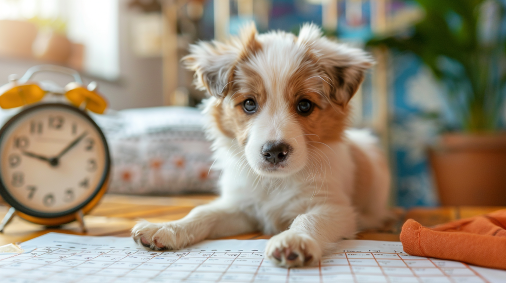 Puppy potty training schedule demonstrating consistent timing and routine establishment