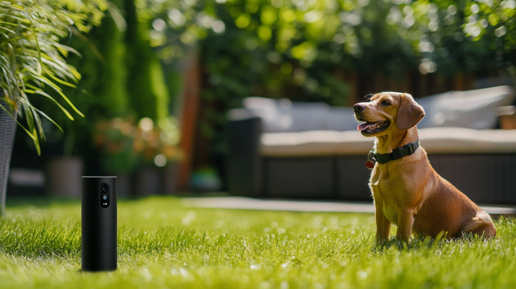 Smart pet monitoring camera system providing real-time surveillance and peace of mind for outdoor pet safety