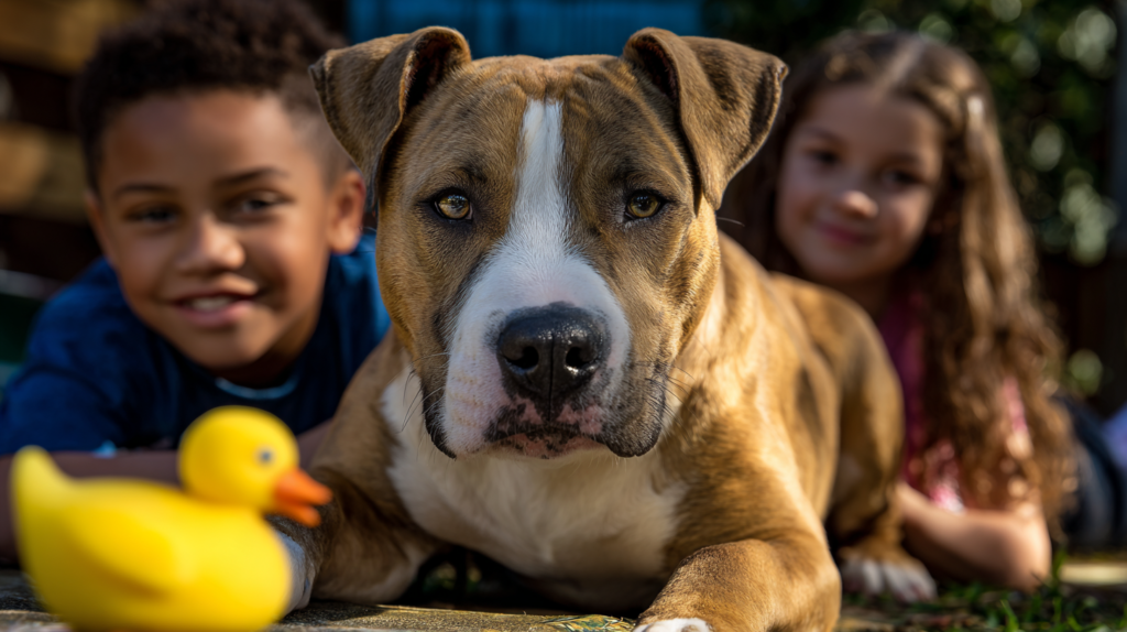 Veterinarian examining Pocket Bully dog for health considerations and breed issues