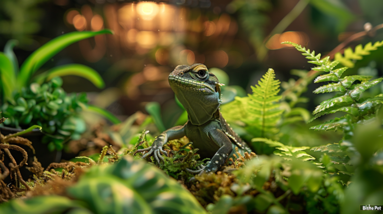 Complete Green Anole terrarium DIY setup showing construction steps and finished habitat with lizard