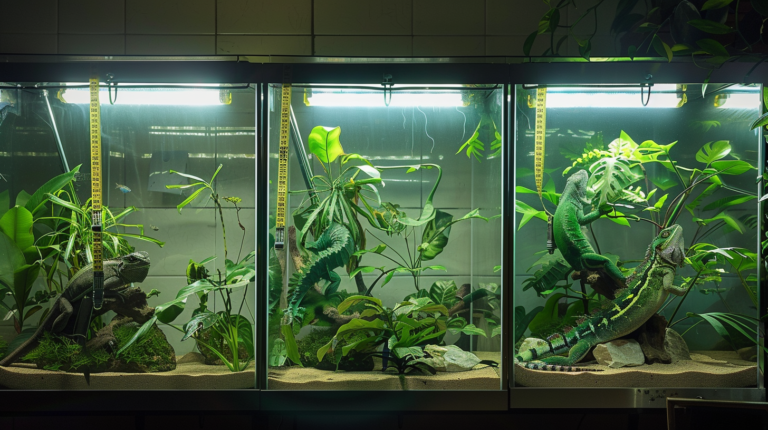Green anole tank size comparison showing proper enclosure dimensions for reptile housing
